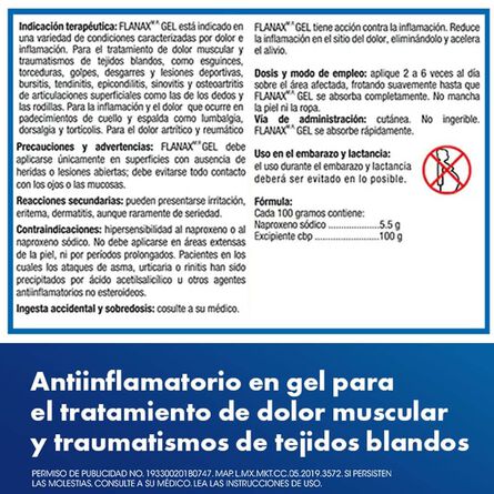 Antiinflamatorio Flanax Gel Desinflama y Alivia el Dolor Localizado 40g image number 9