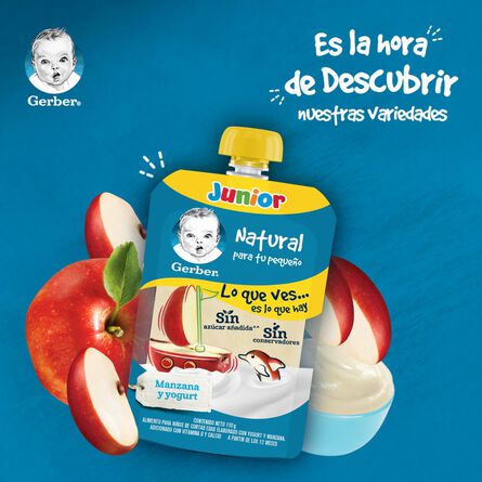 Papilla con Yogurt Gerber Junior Etapa 4 Manzana y Yogurt Pouch 120g image number 6