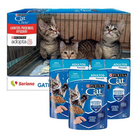 Purina Cat Chow Defense Hydro Adultos Pescado Alimento húmedo para gatos adultos, pouch 85g 12 Pack image number 3