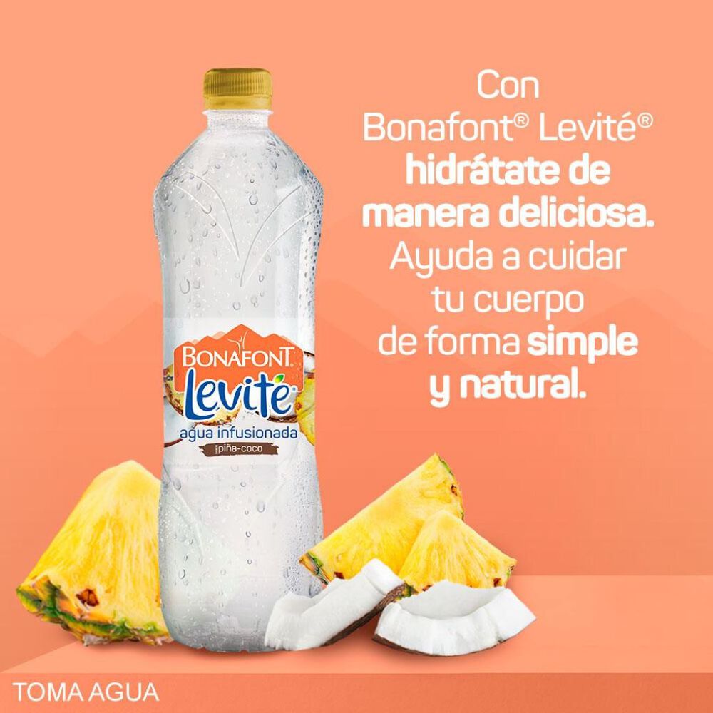 Agua Infusionada Levité con Toque Sabor Piña Coco 1 lt image number 3