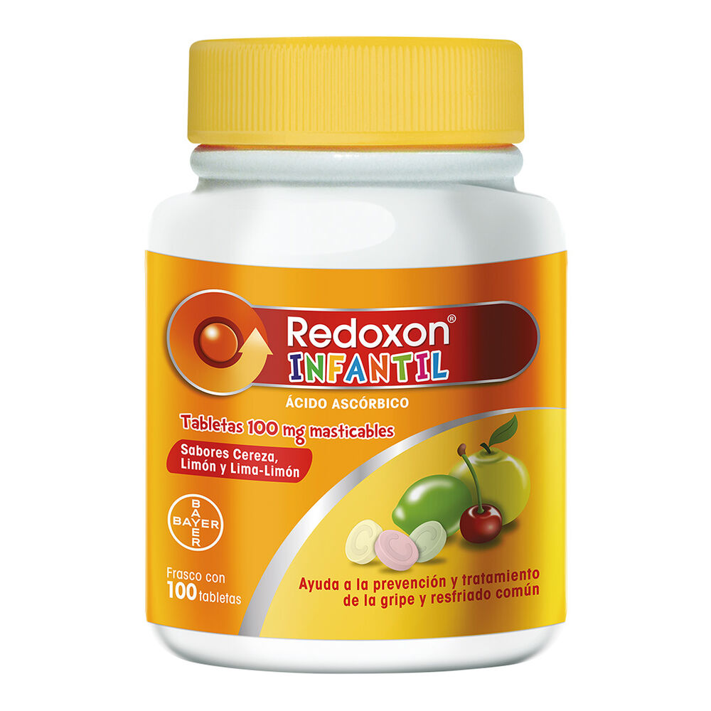 Redoxon Infantil Vitamina C Sabor Cereza, Limón y Lima-Limón 100 Tabletas Masticables image number 0