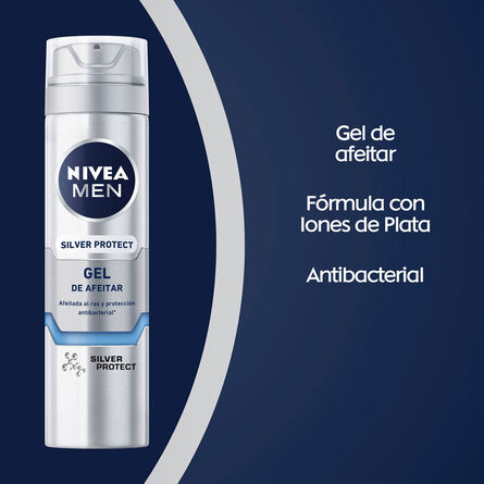 Gel para Afeitar Nivea Men Silver Protect Antibacterial 200 ml image number 2