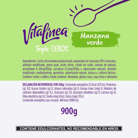 Yoghurt Vitalinea Sabor Manzana sin Azúcar 900g image number 7