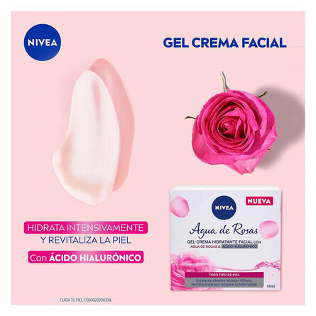 Gel Crema Hidratante Facial Nivea Agua De Rosas Ácido Hialurónico 50 ml image number 2
