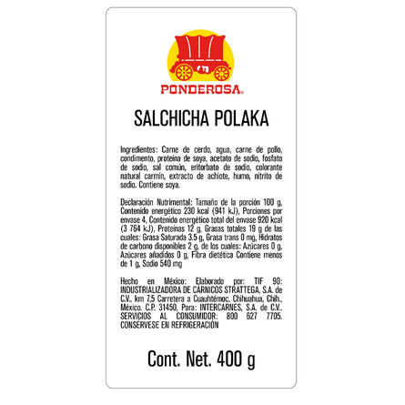 Salchicha Polaca 1800 Ponderosa 450 g image number 1