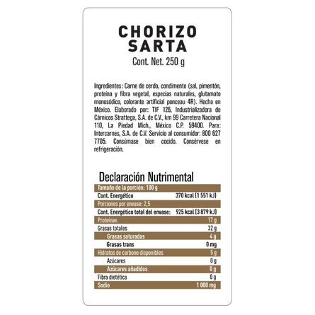 Chorizo Sarta Parma 250 Gr image number 1