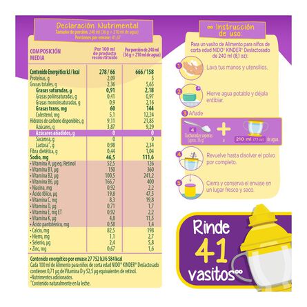 Alimento Para Niños de Corta Edad Nido Kinder 1+ Deslactosado 1.5kg image number 3