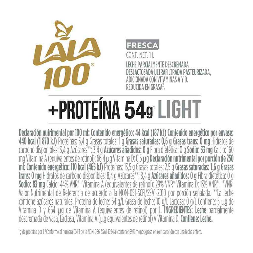 Leche Fresca Lala 100 Sin Lactosa Proteína Light 1 lt image number 2
