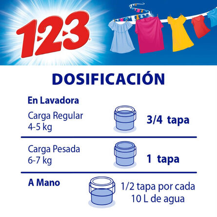 Detergente Líquido 1-2-3 para Ropa Blanca 4.65L image number 6