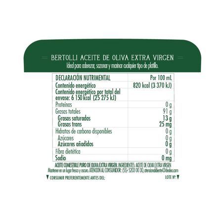 Aceite de Oliva Extra Virgen Bertolli 750 ml image number 1