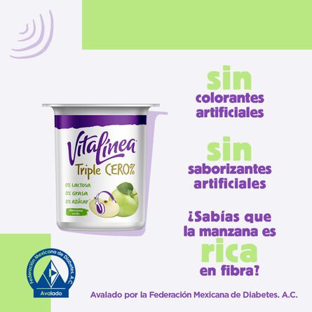 Yoghurt Vitalínea Triple Zero con Manzana Verde 125g image number 1