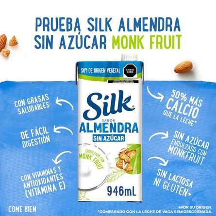 Silk Alimento Líquido de Almendra sin Azúcar Endulzado con Monk Fruit 946mL image number 1