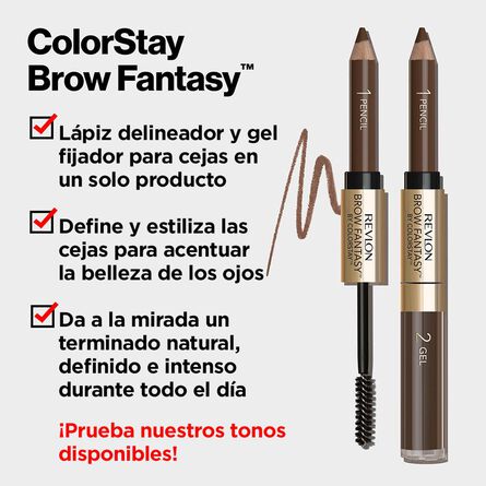 Delineador Para Cejas 2 En 1 Revlon Colorstay Brow Fantasy Dark Brown 1.18 Ml image number 3