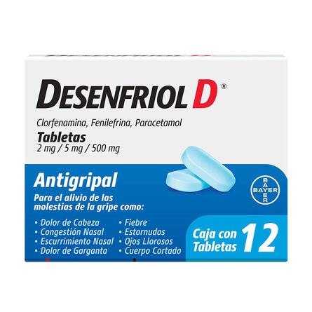 Desenfriol-D Paracetamol 500 mg 12 Tabletas image number 1