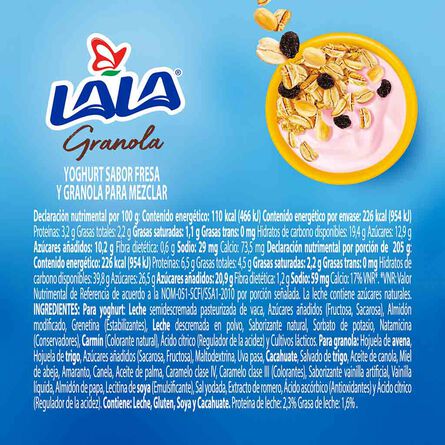 Yoghurt Batido Lala Fresa Granola 190 g image number 2