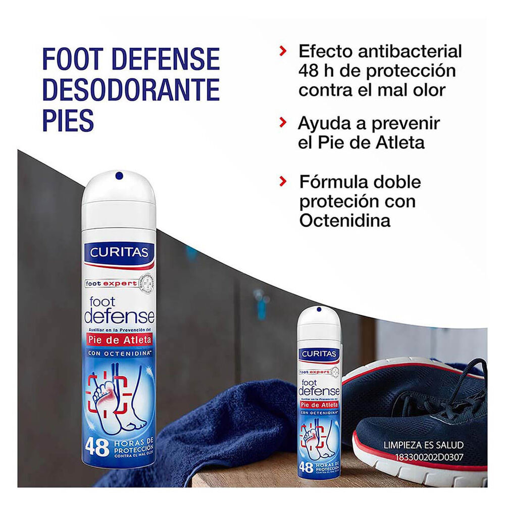 Desodorante para pies de doble protección con octenidina Curitas Foot Defense 150 ml image number 1