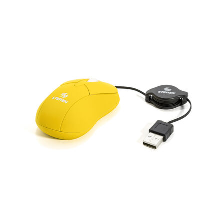 Mouse Óptico Steren COM-5253AM USB Retráctil Amarillo image number 1