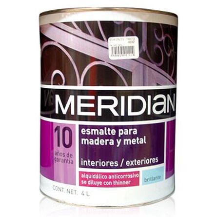 Esmalte Meridian Para Herrería Calidad 10 Blanco Brillante 4 L image number 0