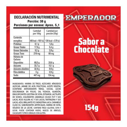 Galletas Gamesa Emperador Chocolate 6 paketines 154 g image number 2