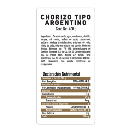 Chorizo Tipo Argentino Parma 400 g image number 1