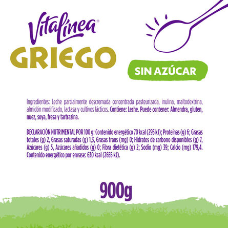 Yoghurt Griego Vitalínea sin azúcar 900 g image number 4