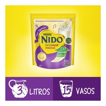 Producto Lácteo Combinado Nido FortiCrece Deslactosado en Polvo Lata 460g image number 7