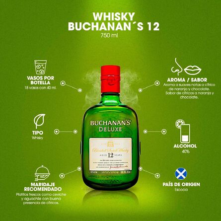 Whisky Buchanan&#39;s Deluxe 12 años Blended Scotch 750 ml image number 4