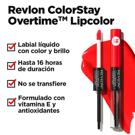 Labial Líquido Tono Limitless Black Cherry Revlon Colorstay Overtime Lipcolor 11.7 Ml image number 3