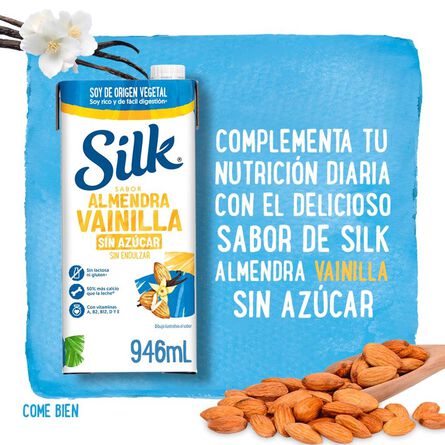 Silk Alimento Líquido de Almendra con Vainilla sin Azúcar 946mL image number 3