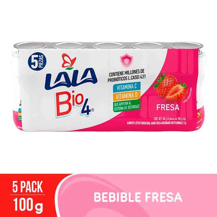 Yoghurt Lala Bio 4 Fresa 100 g 5 pz image number 1