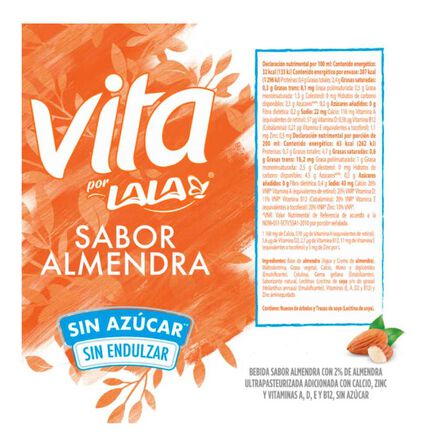 Bebida Lala Vita Almendra Sin Azúcar 960 ml image number 2