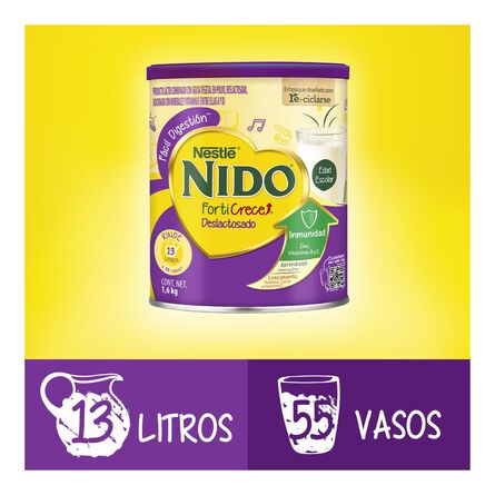 Producto Lácteo Combinado Nido FortiCrece Deslactosado en Polvo Lata 1.6kg image number 1