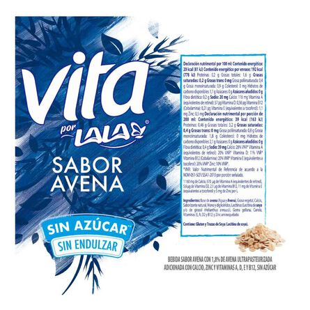Bebida Lala Vita Avena Sin Azúcar 960 ml image number 2