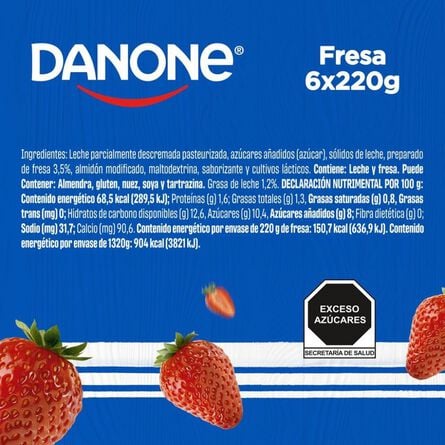 Yoghurt Danone Bebible con Fresa 6 piezas de 220 gr c/u image number 7