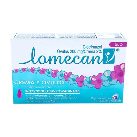 Lomecan V Duo Crema 20 g y 3 Óvulos Vaginales image number 1