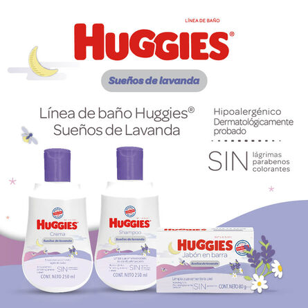 Kit Huggies Sueños de Lavanda Shampoo, Crema y Jabón image number 3