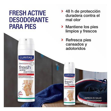 Curitas Desodorante para pies en Spray Fresh Active 2 en 1 DEO, con  Octenidina que protege tus pies contra el mal olor por hasta 48 horas, 150  ml : : Belleza