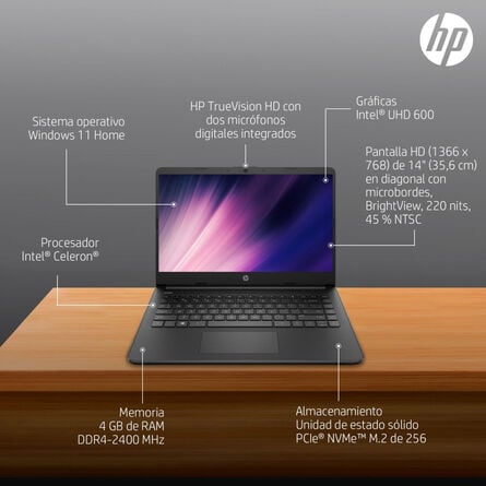 Laptop HP 14-dq0501la Celeron 4GB RAM 256GB 14 Pulg image number 5
