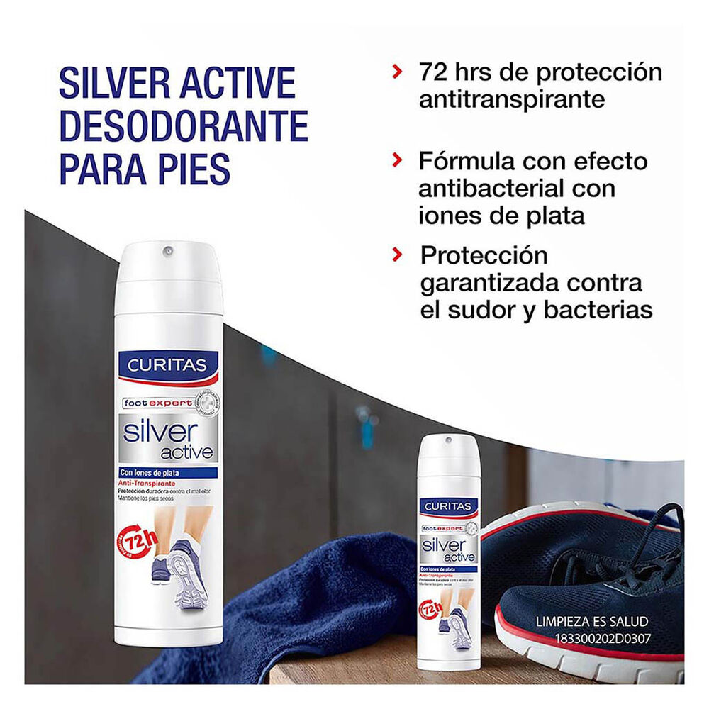 Desodorante en Spray para pies Curitas Silver Active 150 ml image number 1