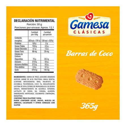 Barras Gamesa Clásicas Coco 365 g image number 2