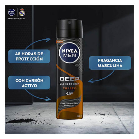 Desodorante Antibacterial Nivea Men Deep Espresso Black Carbon Spray 150 ml image number 2