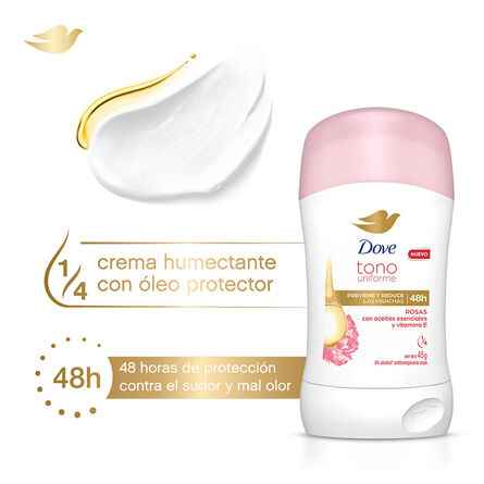 Desodorante en barra Dove Tono Uniforme Rosas para dama 45 gr image number 2