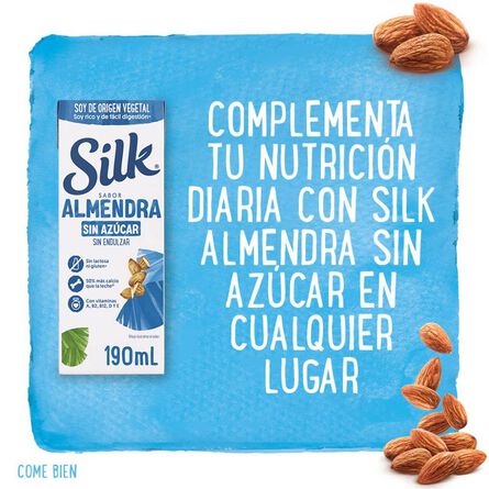 Silk Alimento Líquido de Almendra sin Azúcar 190mL image number 3