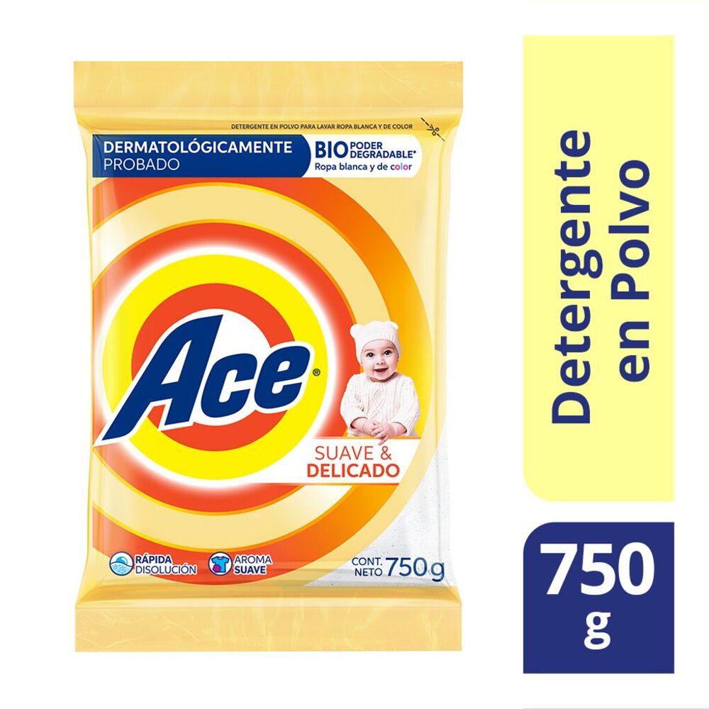 Detergente en polvo Ace Suave & Delicado 750 g image number 0