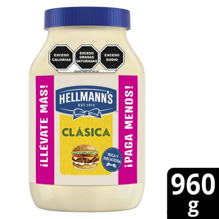 Mayonesa Hellmann's Clásica Reducida en Grasa 960 g image number 1