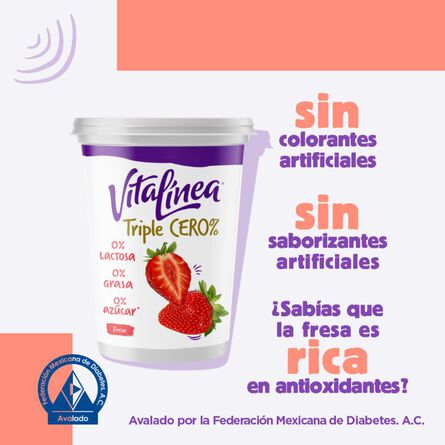 Yoghurt Vitalínea con Fresa sin Azúcar Añadida 900g image number 3