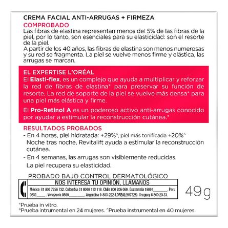 Crema Facial de Noche Revitalift de L'Oréal Paris Anti-Arrugas 49 g image number 3