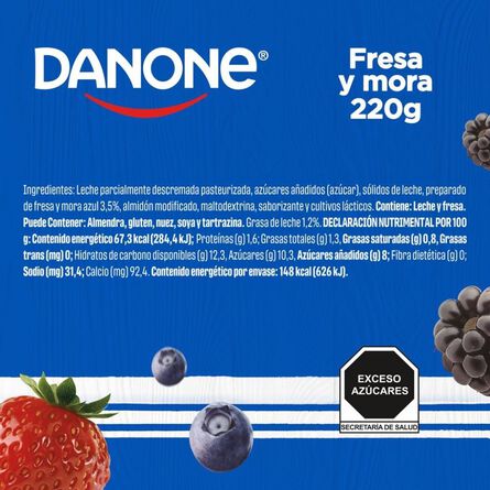 Yoghurt Danone Fresa y Moras Bebible 240g image number 1