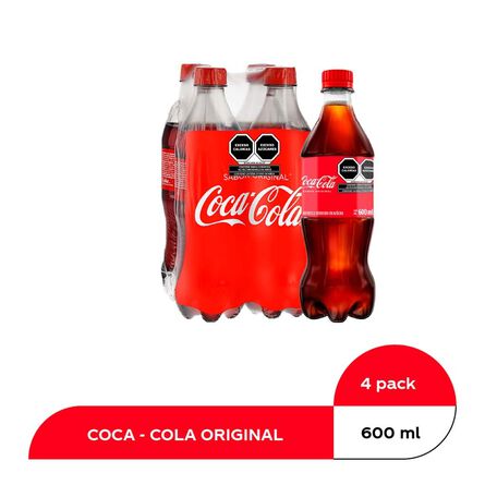 Refresco Coca-Cola 600 ml Pack con 4 Piezas Pet image number 2