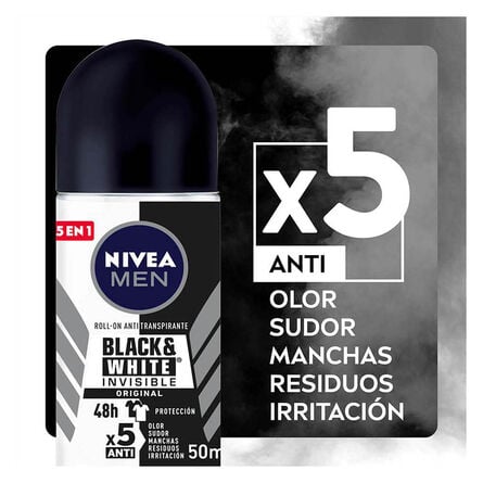 Desodorante Antimanchas Nivea Men B&W Invisible Power Roll on 50 ml image number 2